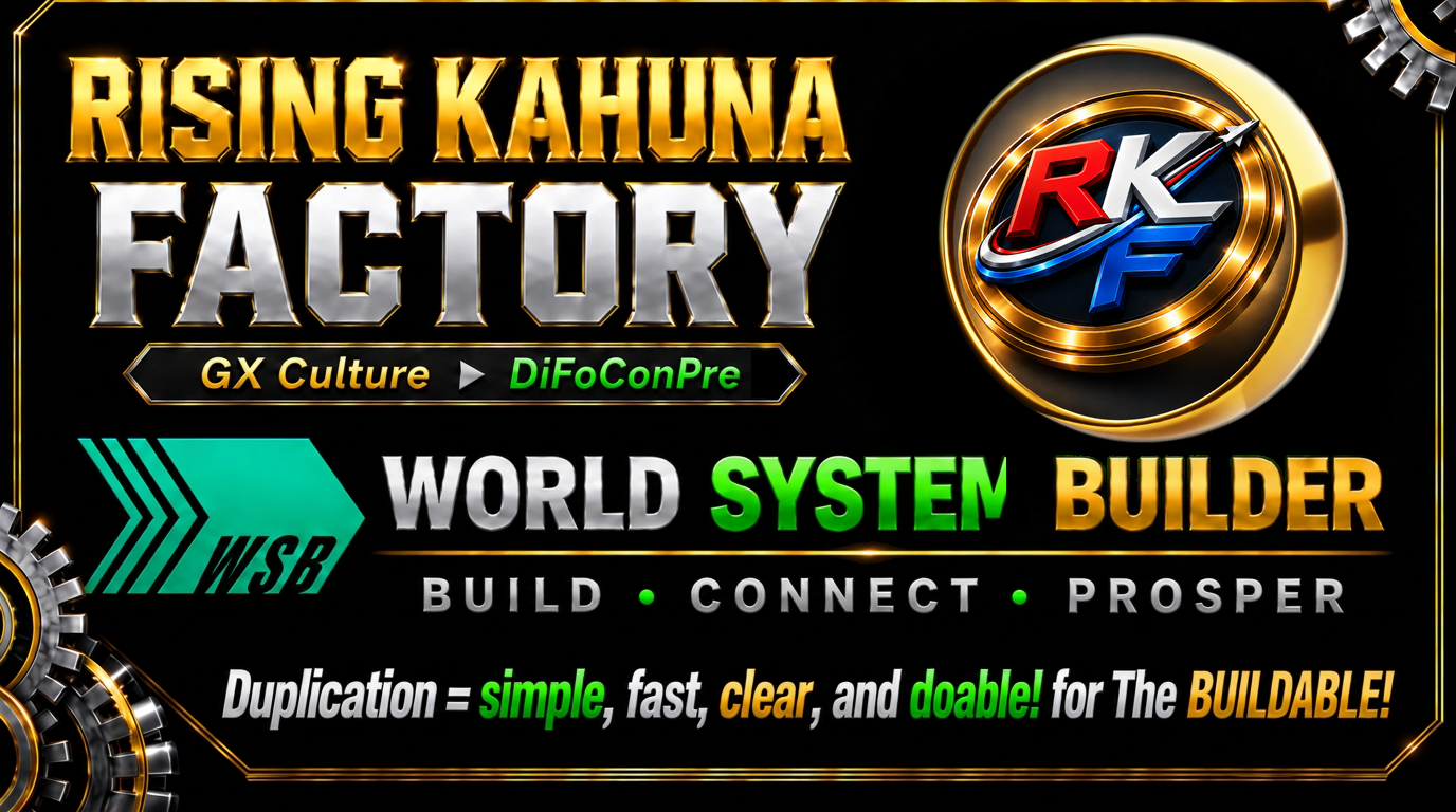 Rising Kahuna Factory — GX Culture, DiFoConPre. World System Builder: Build, Connect, Prosper.